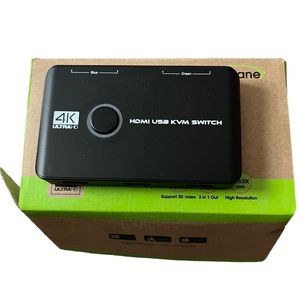 4K KVM Switch HDMI 2 Port Box, USB HDMI Switches for 2 Computers Share Keyboard